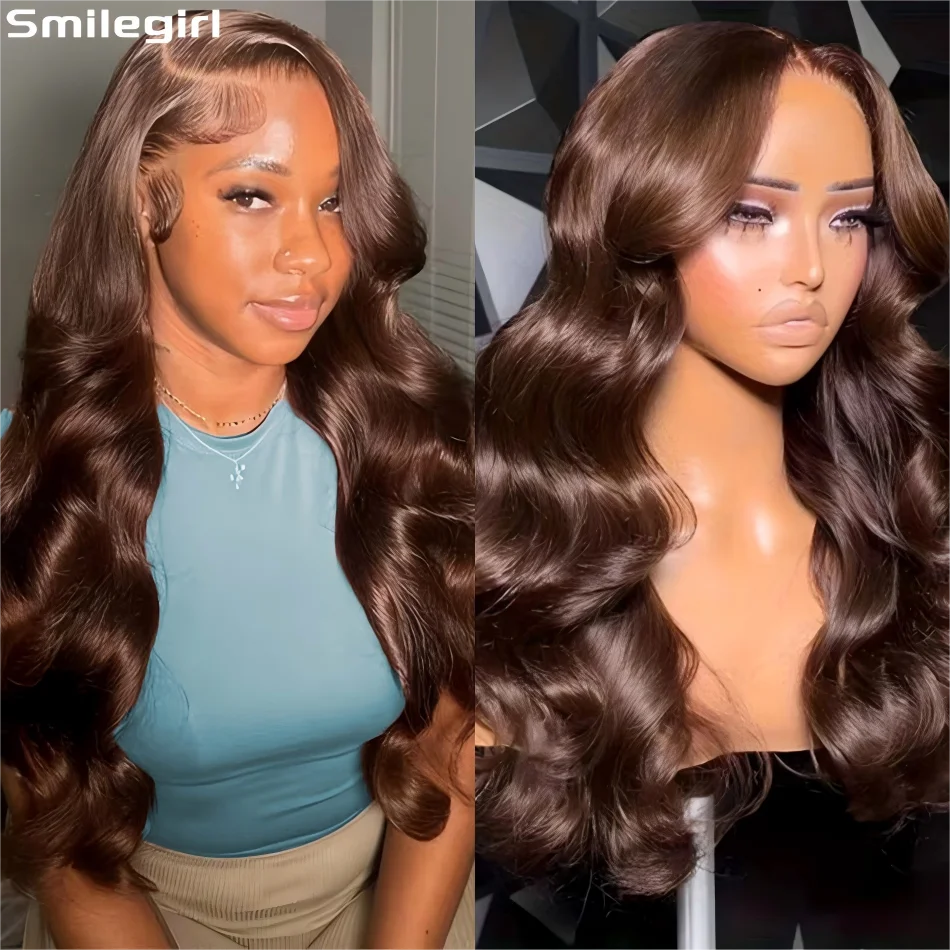 250 Density Chocolate Brown Human Hair Wigs 13X6 Hd Lace Frontal Wig 30 36 Inch Lace Front Wig Colored Preplucked Brazilian Wigs
