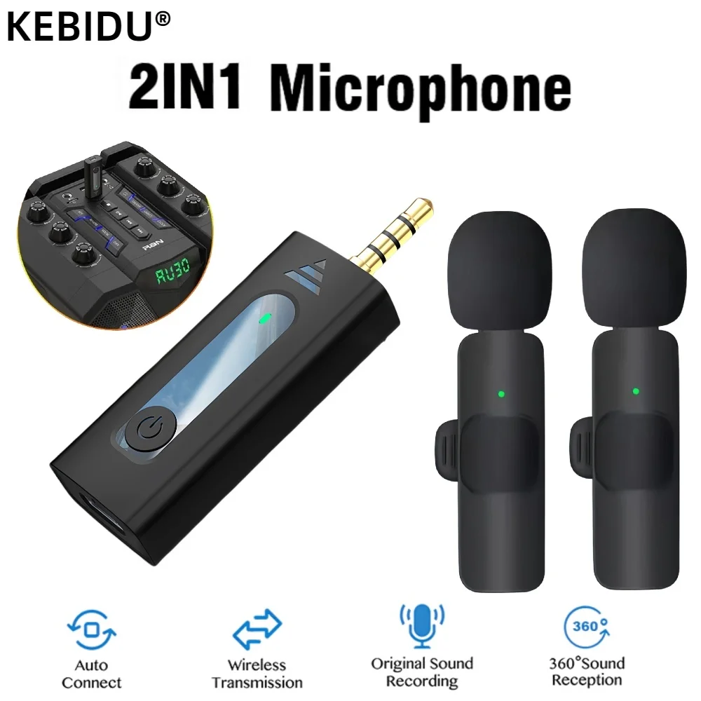 3.5mm Lavalier Microphone 2.4G Wireless Microphone Noise Reduction Audio Video Recording Live Broadcast Gaming Microphone