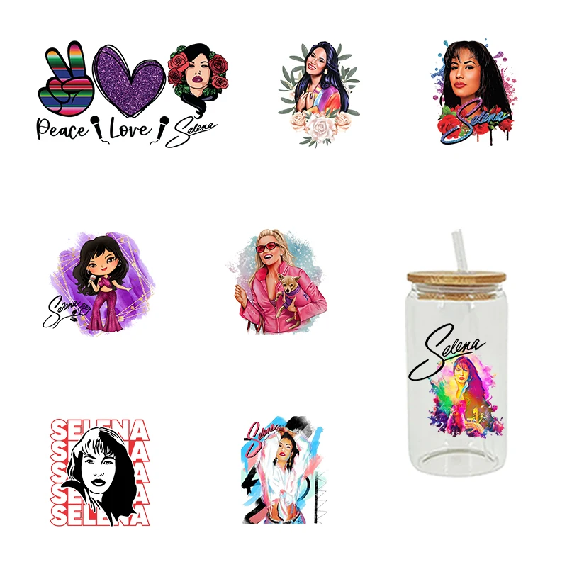 3D UV DTF Transfers Stickers 16oz Cup Wraps Selena Girl Star Printed For DIY Glass Ceramic Metal Leather Etc. D3394