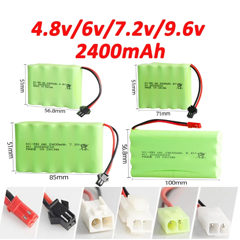 4.8v/6v/7.2v/9.6v 2400mAh Rechargeable Battery or 3000mAh Nimh AA Battery Pack for Rc Toys Cars Tanks Robots Guns Boats 1Pcs