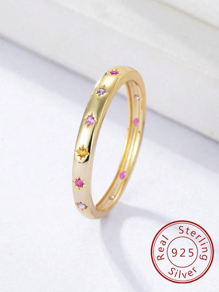 925 Sterling Silver Personalized Golden Mangxing Color Zircon Ring For Women Anniversary Fashion High Quality Fine Jewelry