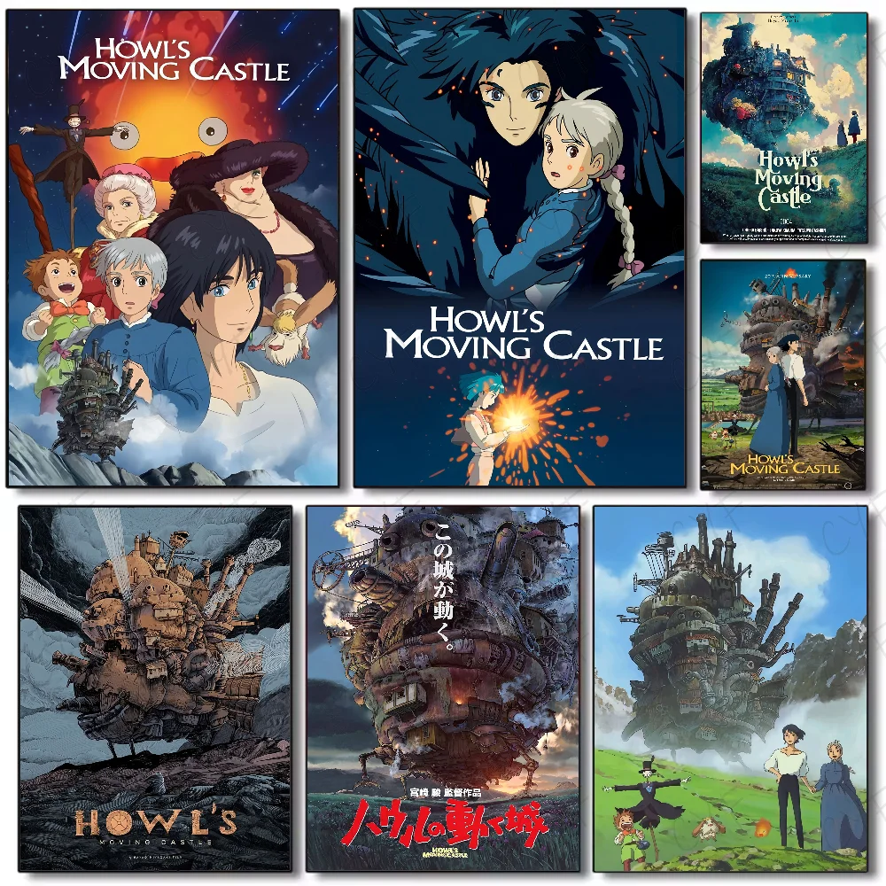Anime H-Howls M-Moving C-Castle Poster High Quality Print Waterproof Wall Art Sticker For Bar Living Room Decor Gift
