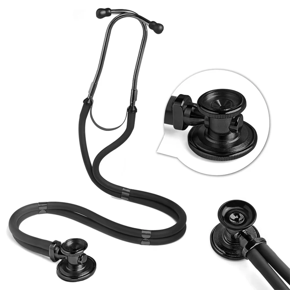 Black Professional Dual Head Sprague Rappaport Estetoscopio Cardiology Fetal Nurse Doctor Student Stethoscope for Adult Child