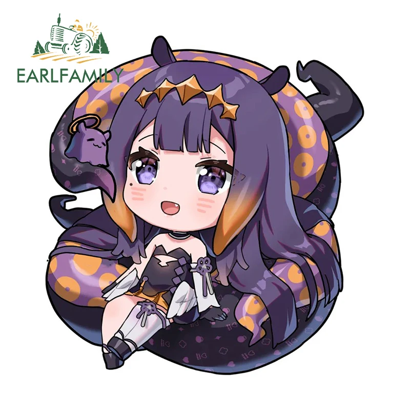 EARLFAMILY For Funny Hololive Ninomae Ina Car Stickers Adorable Cartoon Girl Graffiti Design Decals Waterproof Vinyl Car Wrap