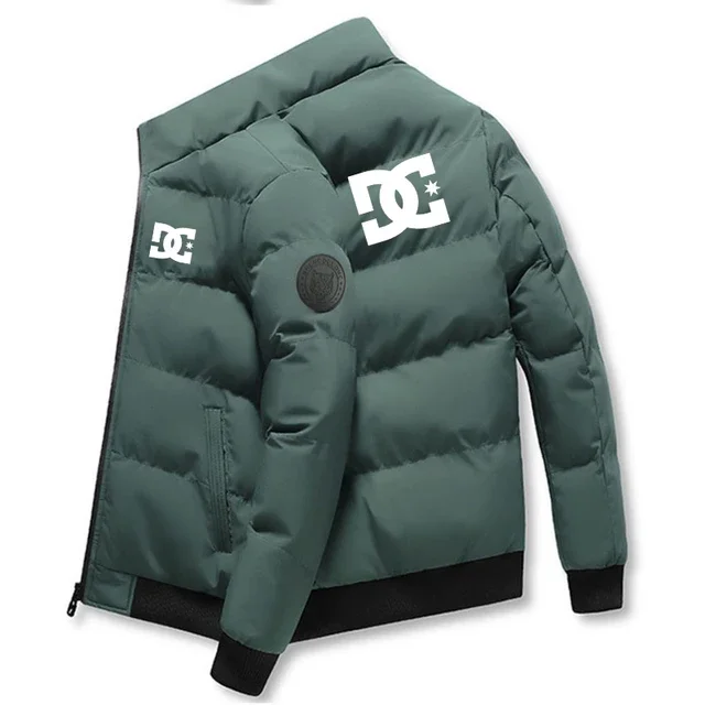 Fashion autumn and winter short men's zipper warm cotton-padded jacket, outdoor windproof new printed thick men's casual jacket