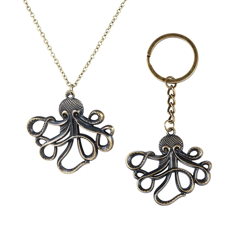 Fashion Jewelry Vintage Charm Pirates Of The Caribbean Keychain Octopus Keyring For Men Women Gifts