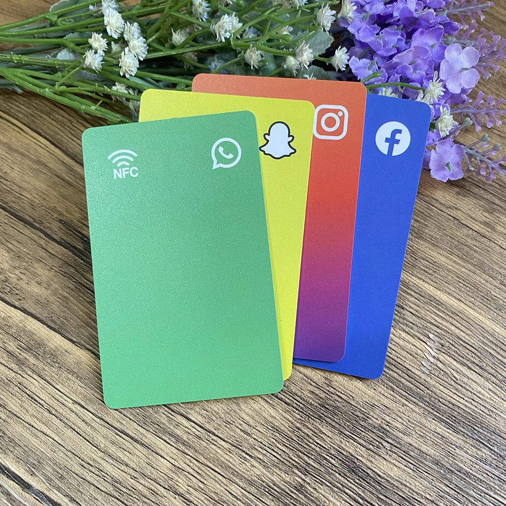 Follow us on Instagram Facebook Snapchat WhatsApp NFC Social Business Card Tap Connect Cards