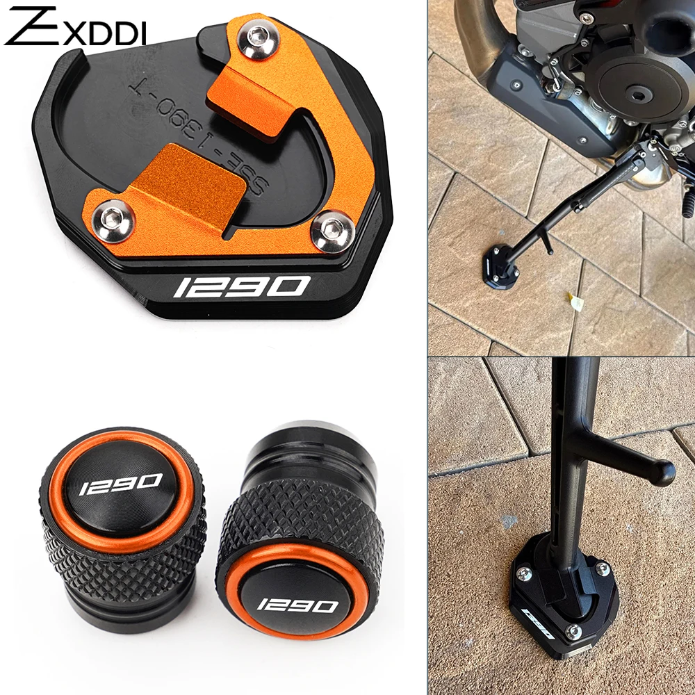 For KTM 1290 1390 Super Duke R EVO 1390 Super Duke GT 2024 2025 Motorcycle Side Stand Enlarged Pad Support Kickstand Valve Caps