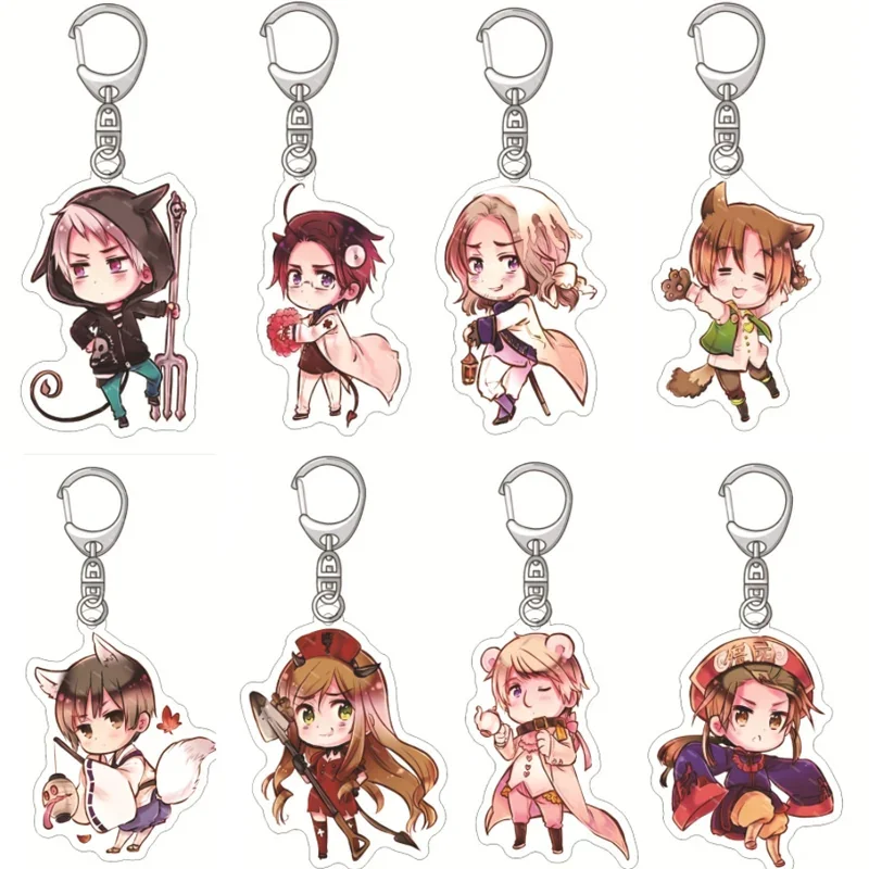 Game Hetalia Axis Powers Acrylic Keychain Arthur Kirkland Anime Keyrings Figure Model Plate Cosplay Toy for Gift Car Bag Pendant