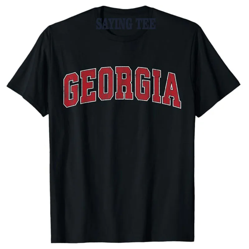 Georgia GA Vintage Athletic Sports Design Red Style T-Shirt Hometown Patriotic Pride Graphic Outfit Short Sleeve Saying Tee Gift
