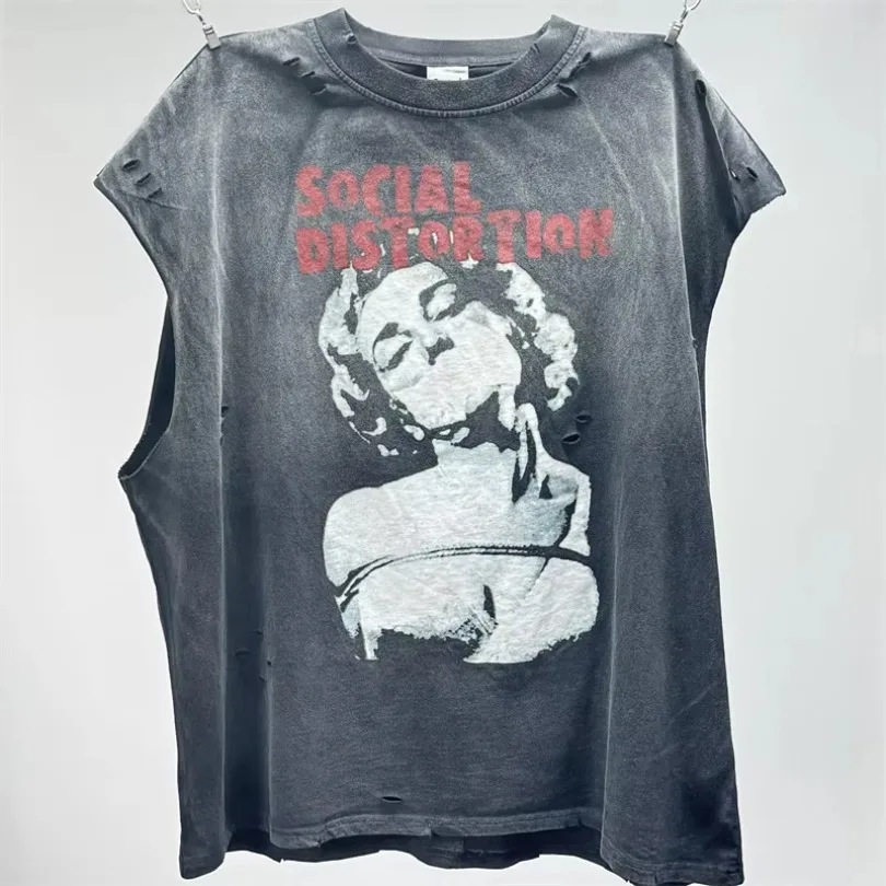 Good Quality Washed SAINT Fashion T-Shirts Men Social Distortion Women Vintage T Shirt Tee Men Clothing