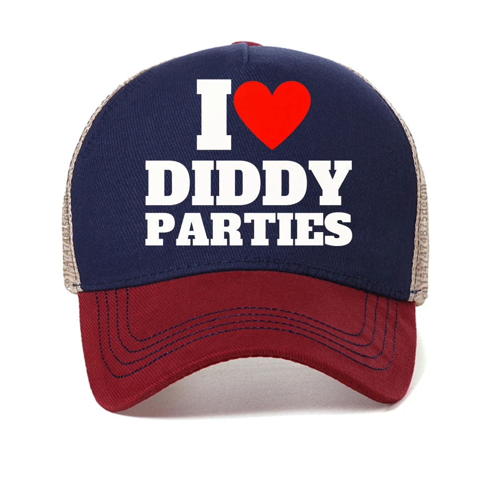 I Love Diddy Parties Printed baseball cap Men's Funny Offensive Sarcastic Novelty caps Women Breathable mesh Snapback hats