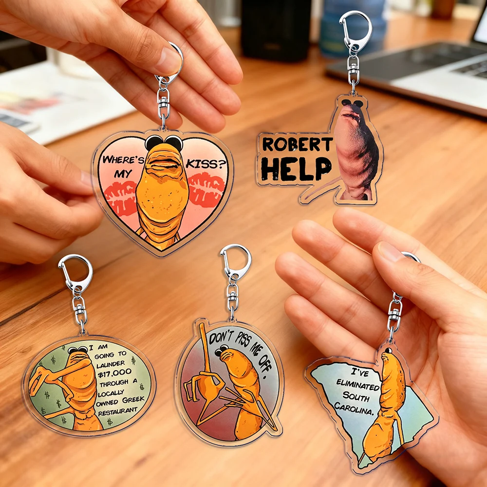 Marcus The Worm Robert Help Cartoon Chibi Keychain Accessories Bag Charms Keyrings Jewelry Fans Freinds Game Lovers Gifts