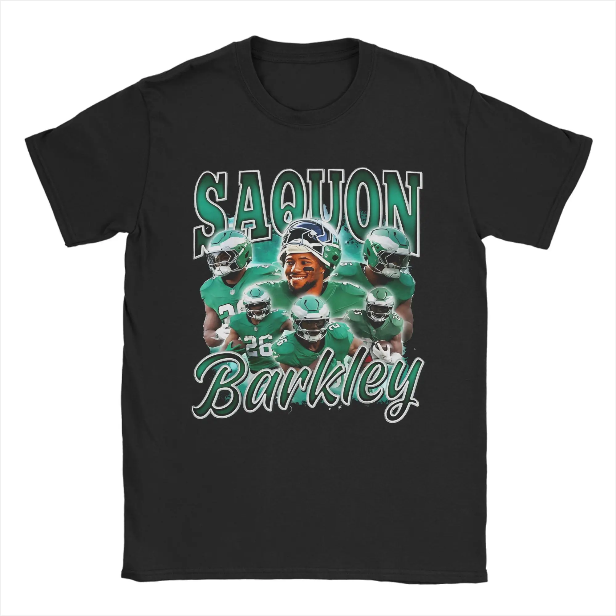Men's Saquon Barkley Fly The Reverse Hurdle T Shirt Rugby Eagle 100% Cotton Clothes Funny Round Collar Tee Shirt Printed T-Shirt