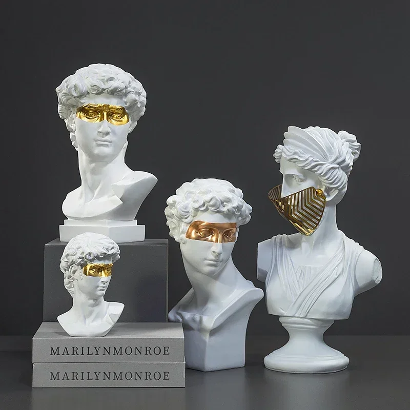 Modern Imitation Plaster Resin David Sculpture Art Bust Portrait Venus Statue Figurines Living Room Furnishings Home Decoration