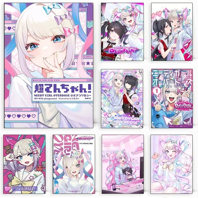 Needy Girl Overdose Game Poster Sweet Cute Cartoon Anime Girl Canvas Painting Prints Wall Art Picture for Living Room Home Decor