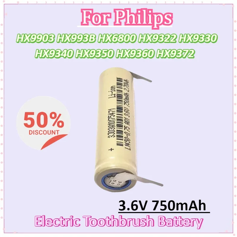 New 3.6V 750mAh Electric Toothbrush Battery for Philips HX9903 HX993B HX6800 HX9322 HX9330 HX9340 HX9350 HX9360 HX9372 Batteries