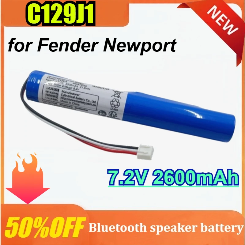 New C129J1 7.2V 2600mAh 3000mAh Bluetooth Speaker Lithium Battery for Fender Newport Rechargeable Battery Accessories