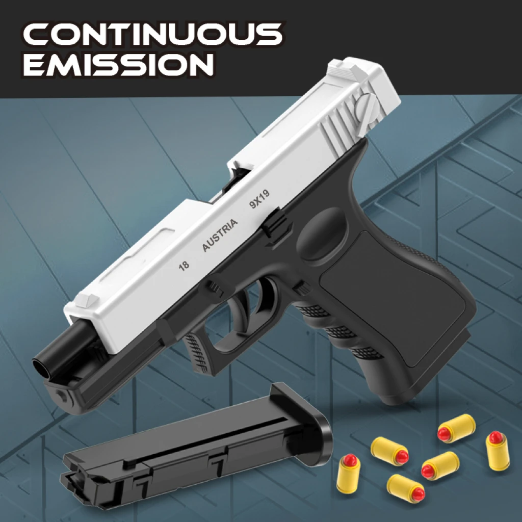 New.Mechanical Automatic G18 Toy Gun Shell Ejection Airsoft Pistol Continuous Firing Soft Bullet Toy for Children Shooting