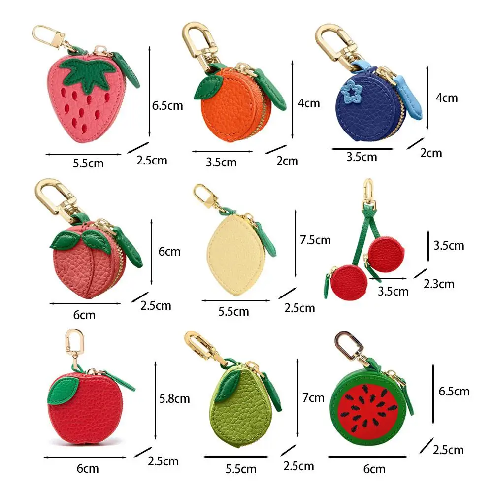 New Portable Cherry Fruit Shape Coin Purse Cute Strawberry PU Leather Pendant Wallet Coin Bag Earphone Bag Outdoor