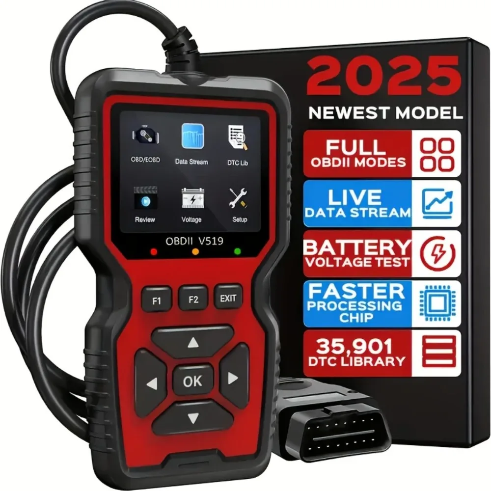 OBD2 Scanner Live Data Professional Mechanic OBDII Diagnostic Code Reader Tool For Check Engine Light Battery Voltage Testing