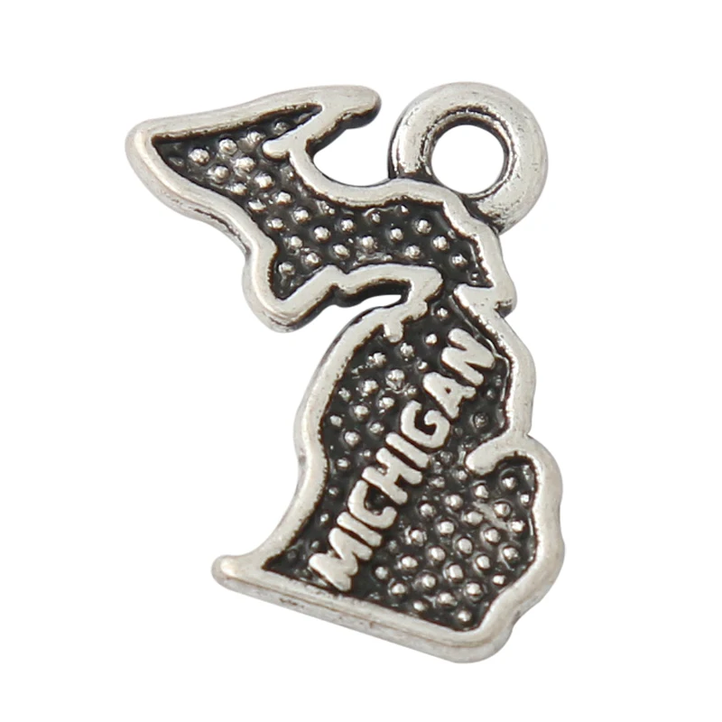 RAINXTAR Alloy America States Of Michigan Map Charms Wholesale 12*17mm 50pcs AAC797