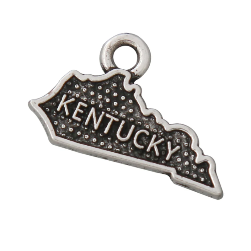 RAINXTAR Vintage Alloy American State Map Charms Kentucky Map Charms 12*19mm AAC292