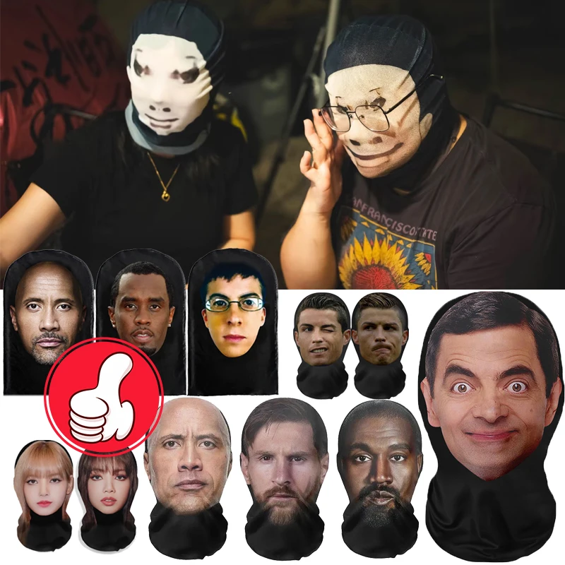 Realistic 3D Face Masks for Men Women Cosplay Mask Full Face Hip Hop Balaclava Hood Hat Headgear for Halloween Celebrity