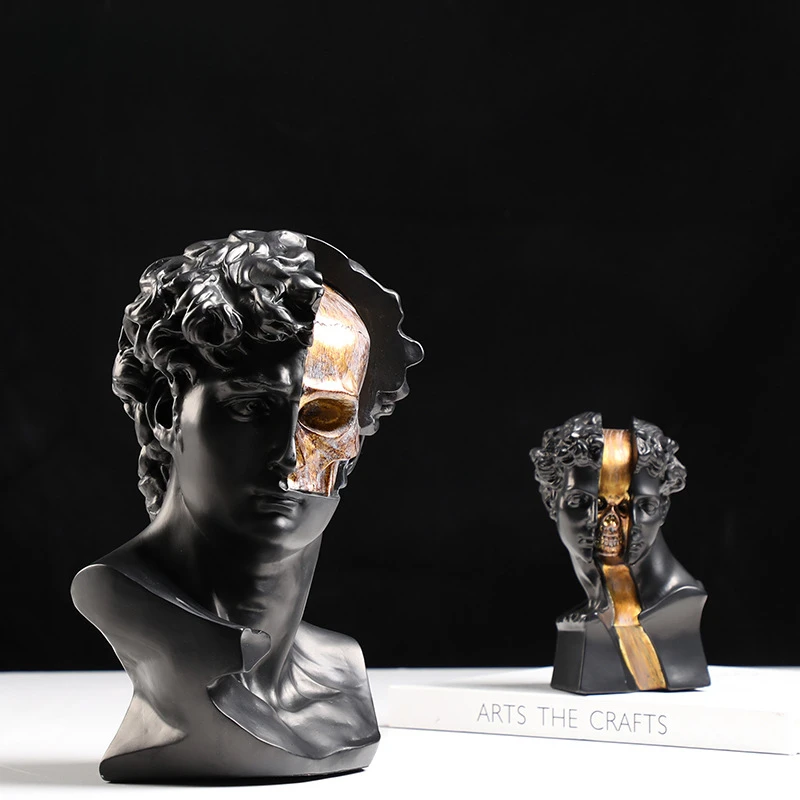 Resin Crafts Abstract Figure Sculpture David Resin Statue Golden Skeleton Decorative Figurines Home Decoration Accessories