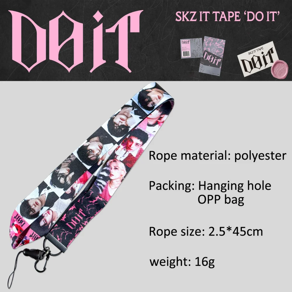 StrayKids DO IT KPOP New Album Celebrity Fan Collection Mobile Card Cover Hanging Rope Rice Card School Card Rope Gift