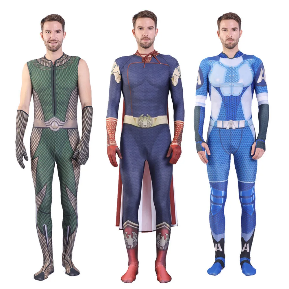 The Boys The Homelander The Deep Movie Cosplay Costumes Adult Boys Spandex Zentai Halloween Cosplay The Boys Customized Bodysuit