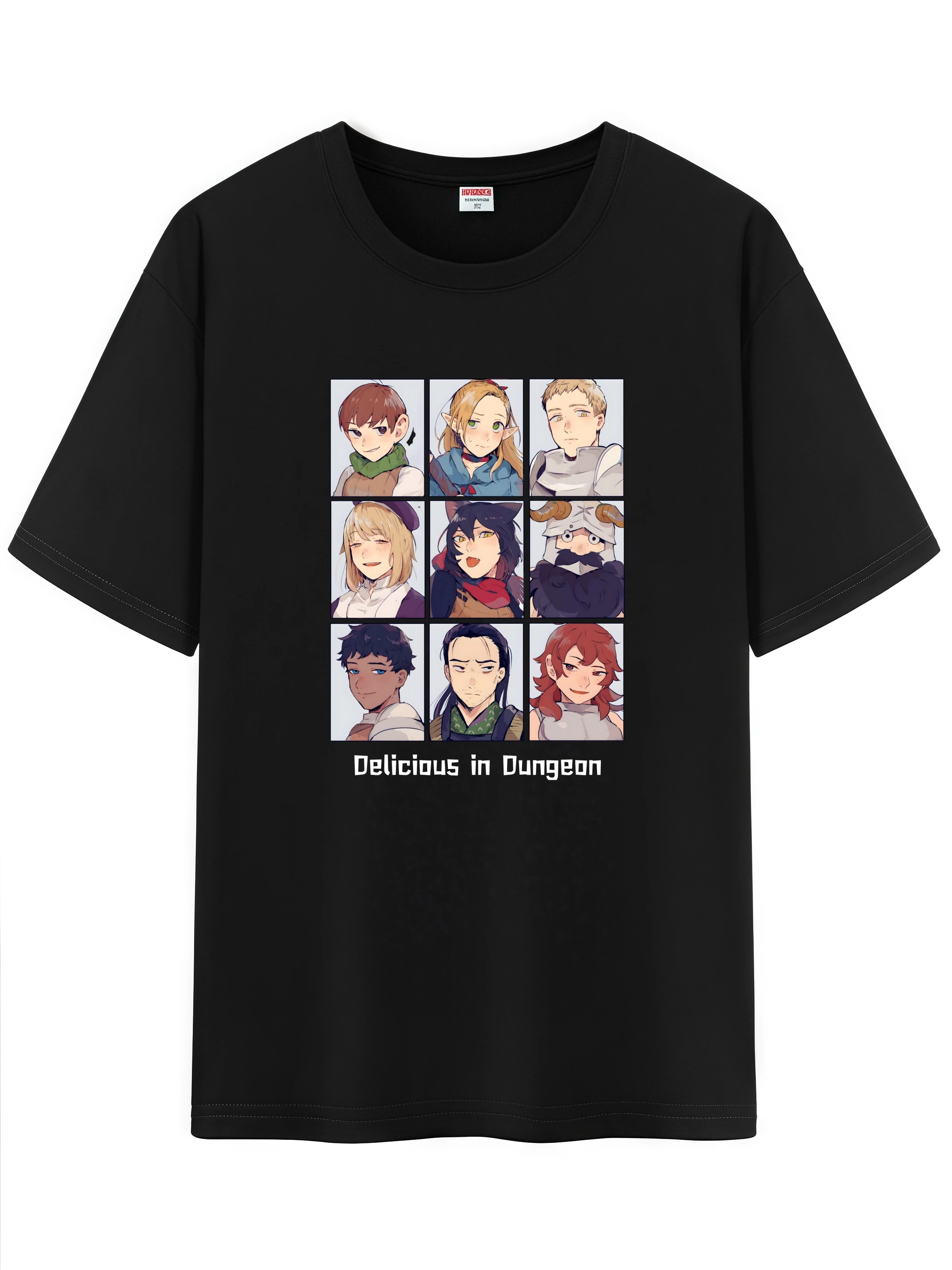 Unisex Japanese Anime Pattern T-Shirt, Delicious in Dungeon Character Graphic Short Sleeve Regular Fix Tee Shirt