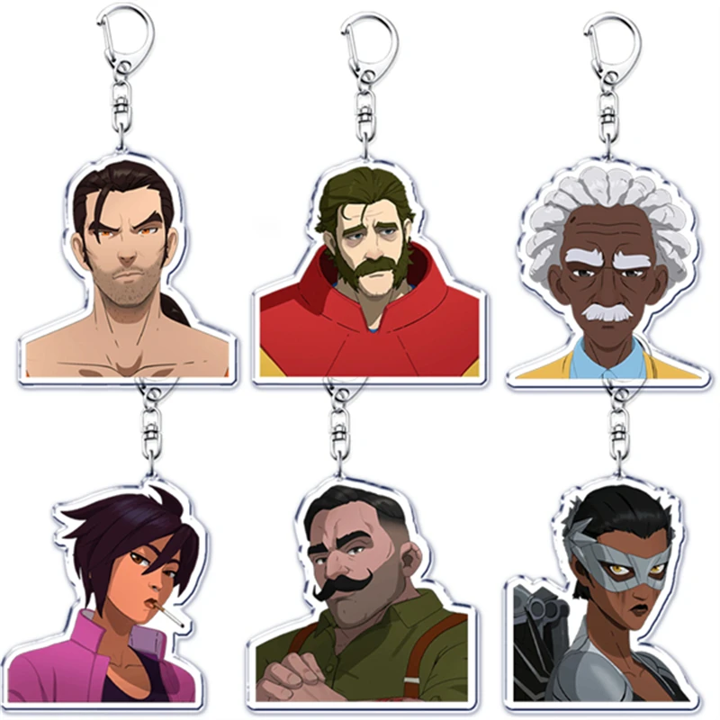 Video Game Mecha Man Keychain for Accessories Blonde Blazer Robert Robertson Invisigal Keyring Jewelry Gaming Fans Friends Gifts