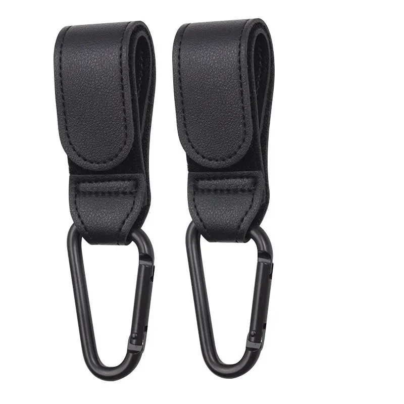 Wholesale 2pcs PU Leather Baby Stroller Hook for Pram Rotate 360 Degree Rotatable Cart Organizer Pram Hook Stroller Accessories