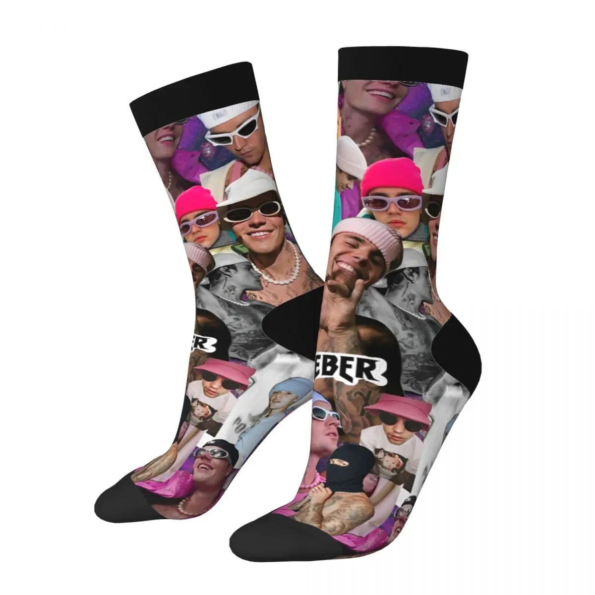 Winter Warm Fashion Unisex Justin Bieber Pattern Socks Non-slip Football Socks