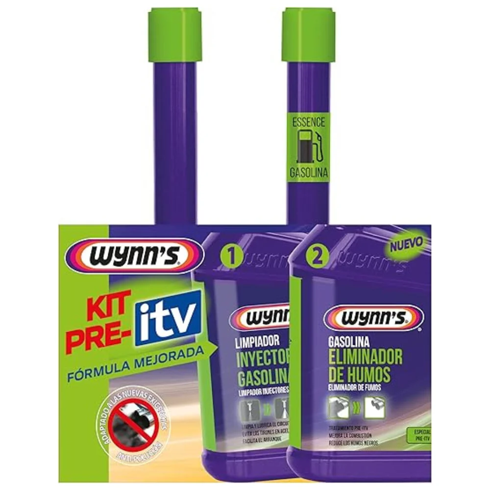 Wynn's Pre-ITV Pack Gasoline 325ml + 325ml - Fuel Treatment for Petrol Cars, includes Injector Cleaner and Smoke Reducer for enhanced performance and emission control, improving combustion efficiency and engine lubrication.
