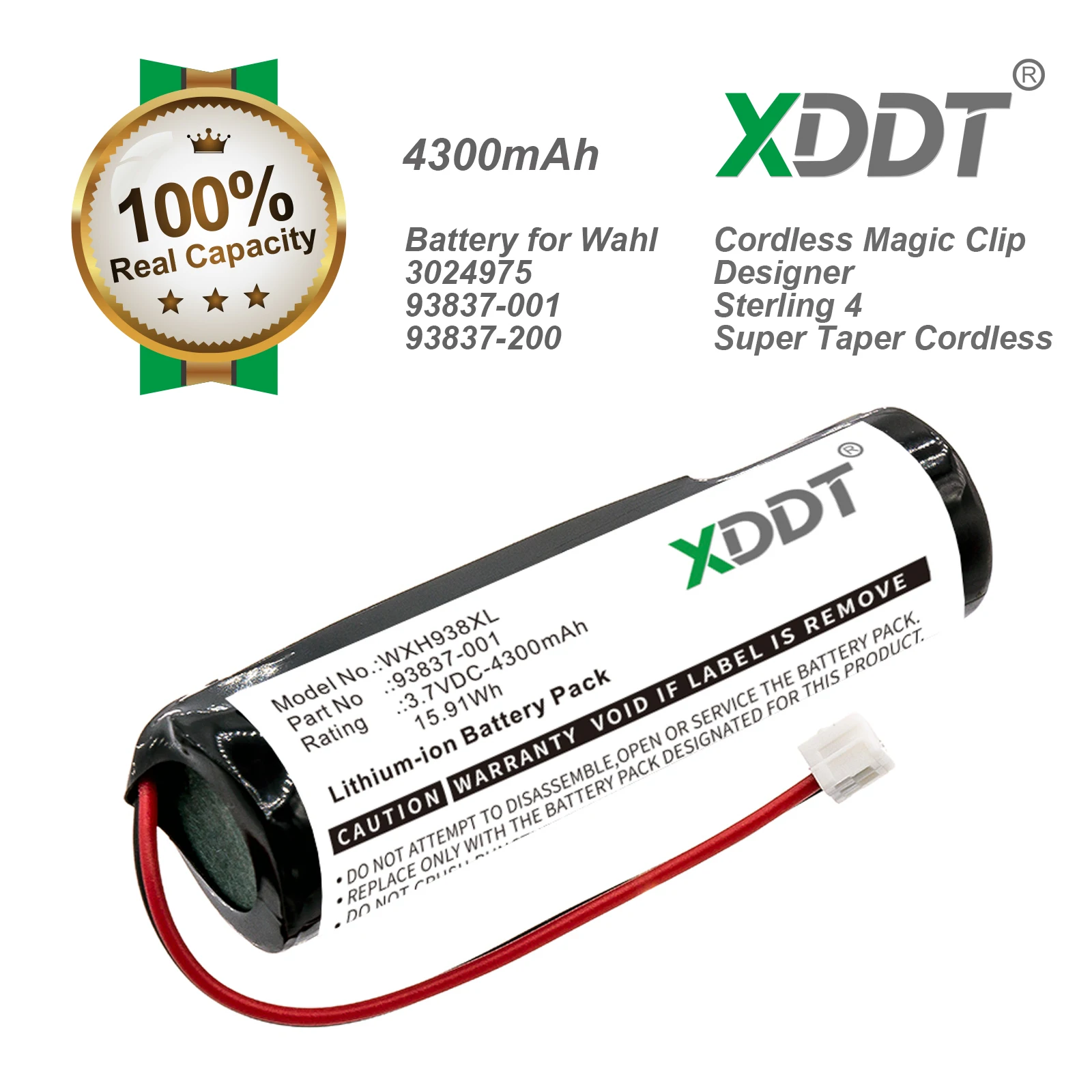 XDDT 4300mAh Battery for WAHL Black Stealth Chrome Cordless Magic Clip Senior Sterling 4 Super Taper