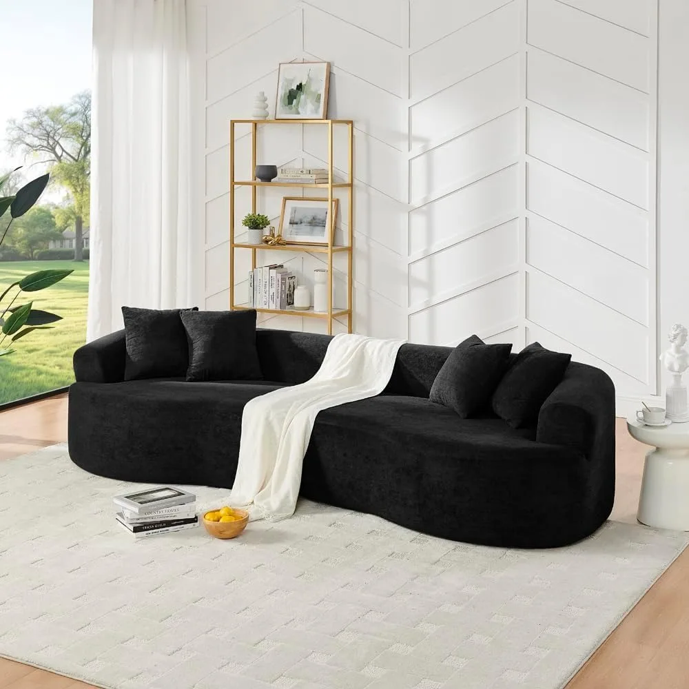113" Curved Design Multi-Functional Cloud Modular Sectional Sofa, Modern Fabric Sectional Couch with Chenille,Customized
