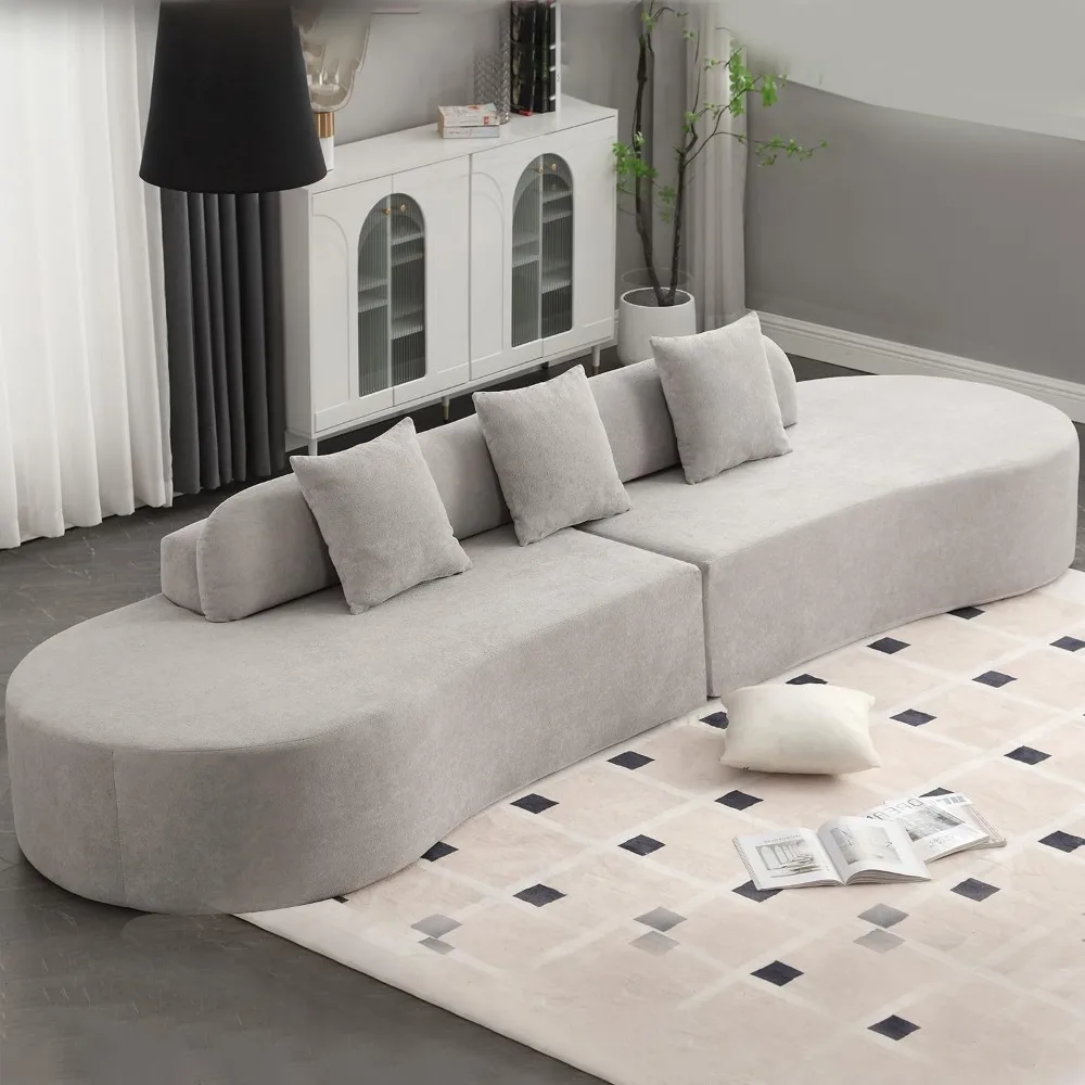 130.5" Curved Sofa, Cloud Sectional Boneless Sofa Couch, 3-Seater Oversized Modern Compressed Lounge Couch for Living Room Apart