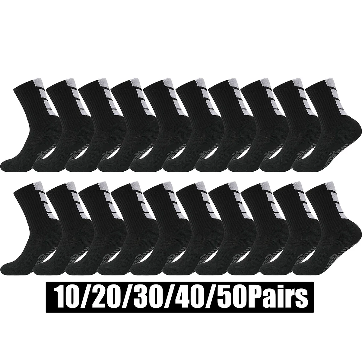 20Pairs Men Women Non-Slip Grip Socks Athletic Socks Suitable for Football Basketball Baseball Rugby Soccer