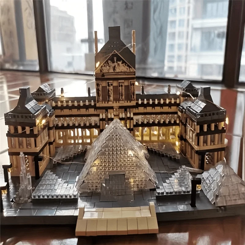 3377pcs Louvre Micro Building Blocks | Miniature Particles Assemble, World Landmark Landscape, Halloween Christmas Gift