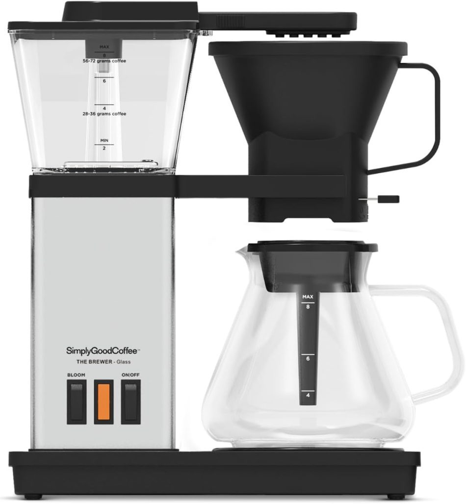 SimplyGoodCoffee Coffee Maker / Coffee Machine. 8 Cup Automatic Drip Pour Over Coffee Brewer. Easy To Use, Gold Cup Standard. Black/Stainless Steel