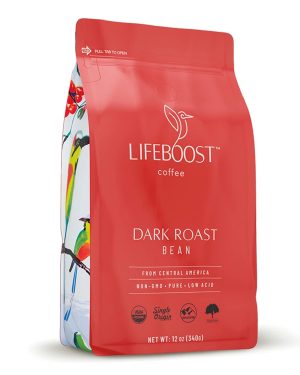 Lifeboost Dark Organic Coffee Beans – Single Origin Non-GMO Dark Roast Low Acid Coffee Beans – Third Party Tested For Mycotoxins & Pesticides – Whole Bean – 12 Ounces