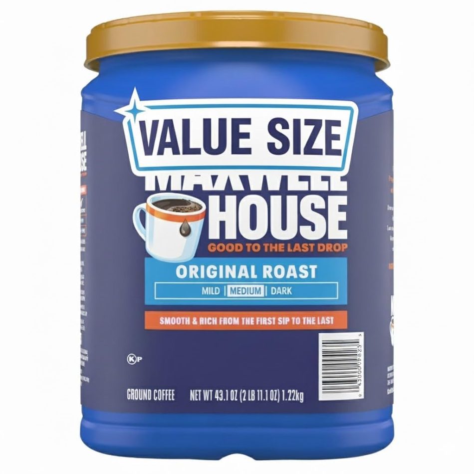 Maxwell’s_House Original Medium Roast Ground Coffee – Smooth & Balanced Flavor – 43.1 oz+ SHIPPING IN BOX