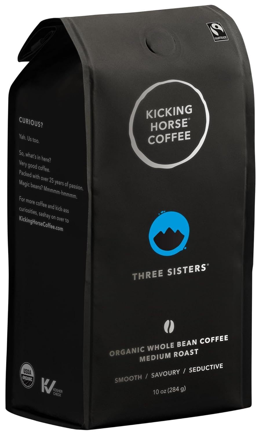 Kicking Horse Coffee, Three Sisters, Medium Roast, Whole Bean, 10 Oz – Certified Organic, Fairtrade,10 Ounce (Pack of 6)