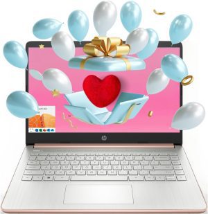 HP Essential Laptop, 14″ HD Display, Intel Celeron N4120, 16GB RAM, 64GB eMMC, Webcam, HDMI, Wi-Fi, RJ-45, 1 Year Office 365, Windows 11 Home, Rose Gold
