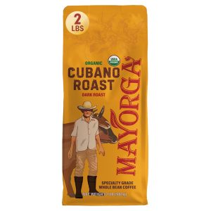 Mayorga Organic Coffee 2lb Cafe Cubano Roast – Dark Roast Whole Bean Specialty Grade Coffee, 100% Arabica, Slow Roasted, Bold and Smooth Flavor with Low Acidity – USDA Organic, Non-GMO, Kosher