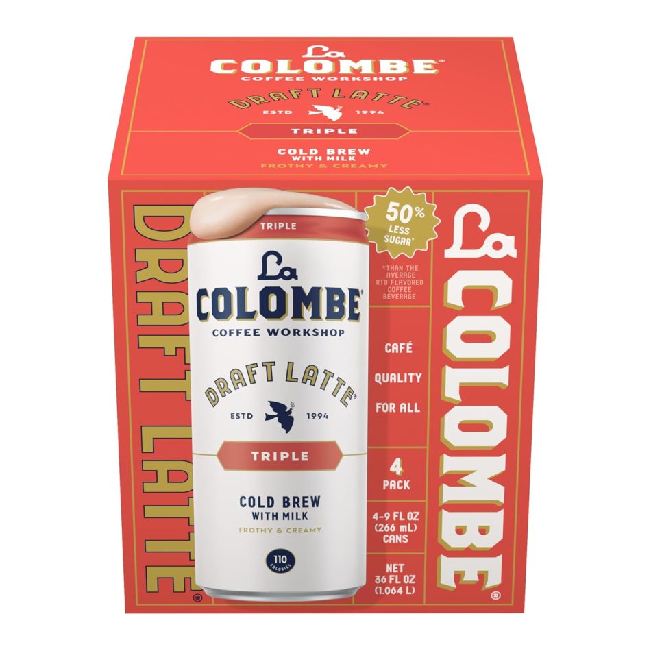 La Colombe Triple Draft Latte – 9 Fl. Oz. 4 Pack – 100% Arabica, Single-Origin, Brazilian Cold Brew Coffee with Lactose-Free Foamy Milk, Premium Coffee On the Go, 175mg Natural Caffeine