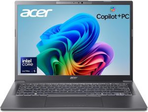 acer Aspire 14 AI Copilot+ PC | 14″ WUXGA Display | Intel Core Ultra 5 Processor 226V | NPU: Up to 40 Tops – GPU: Up to 53 Tops | Intel ARC 130V | 16GB LPDDR5X | 512GB SSD | Wi-Fi 6E | A14-52M-51S1