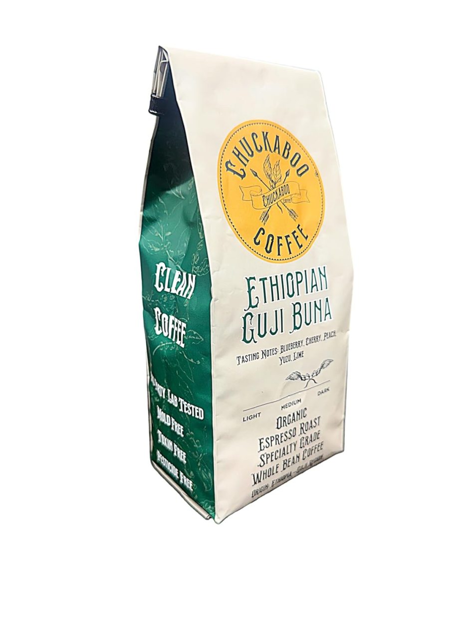 Chuckaboo Coffee Ethiopian Guji Blend Organic – Medium/Dark Roast – Specialty Grade Coffee – Organic